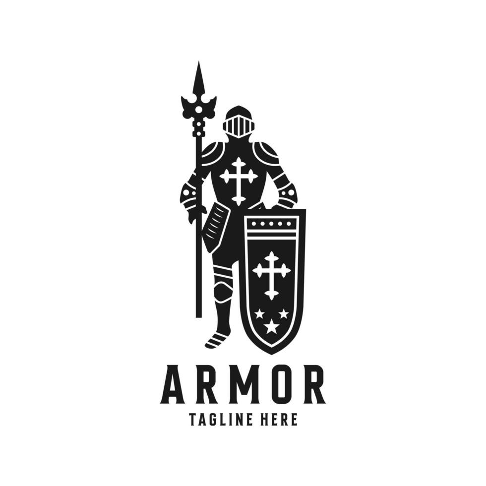 body armor logo design, old warrior armor vector