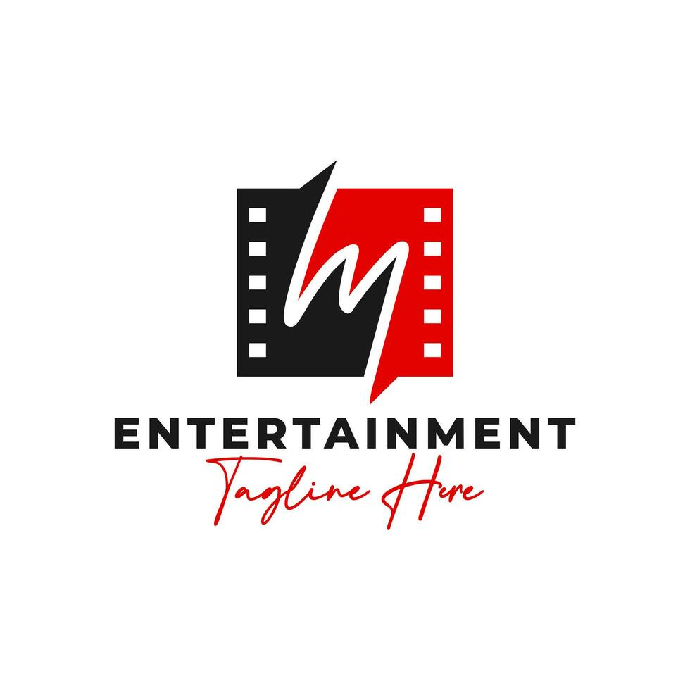 film frame logo design with letter M vector