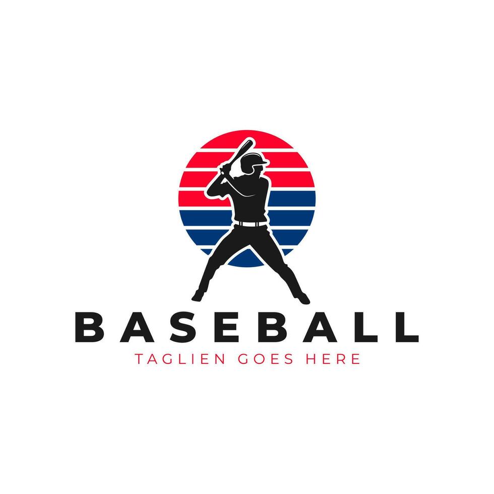 baseball player vector illustration logo