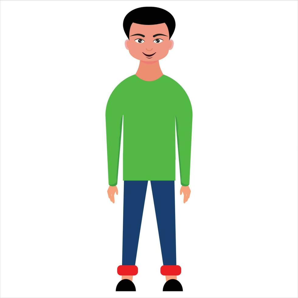 Vector cartoon funny little boy standing pose Free Vector