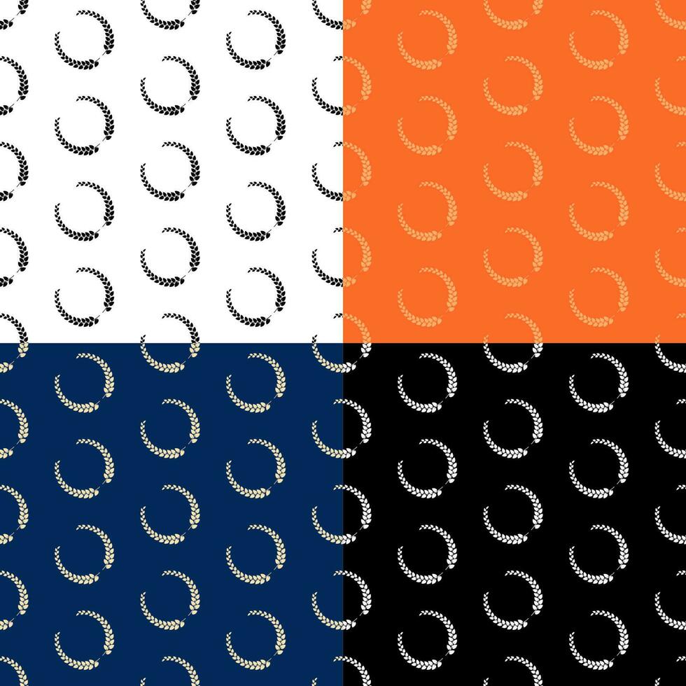 set of seamless patterns with laurel wreaths. Award of winner of competition with olive branch. Ornament for decoration and printing on fabric. Design element. Vector