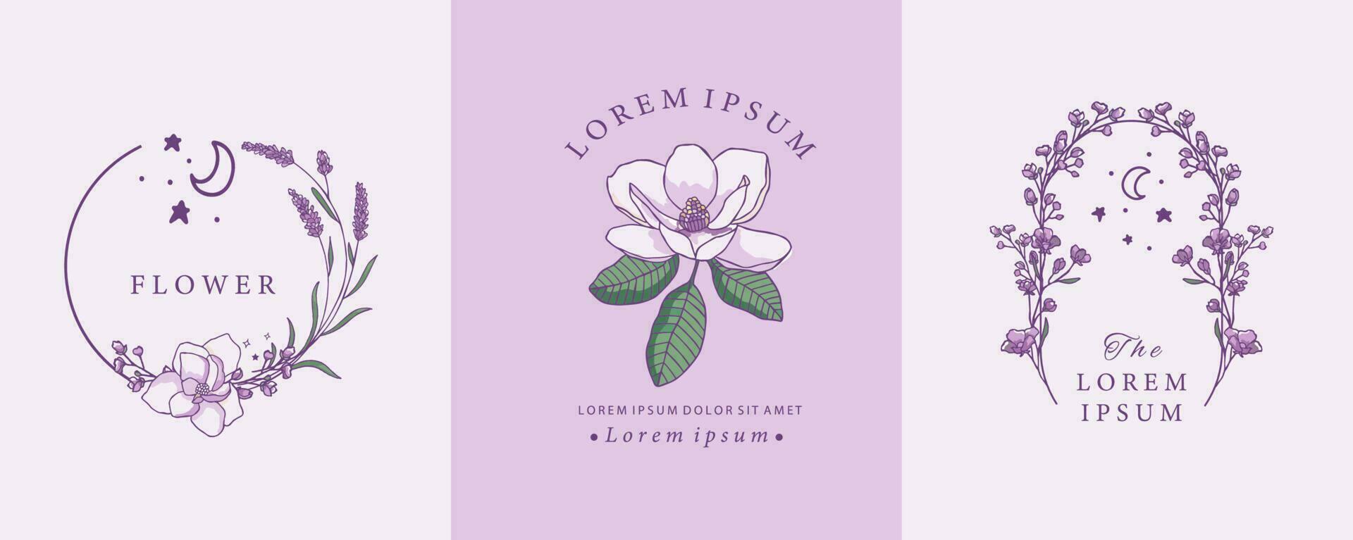 lavender and magnolia design with circle shape vector