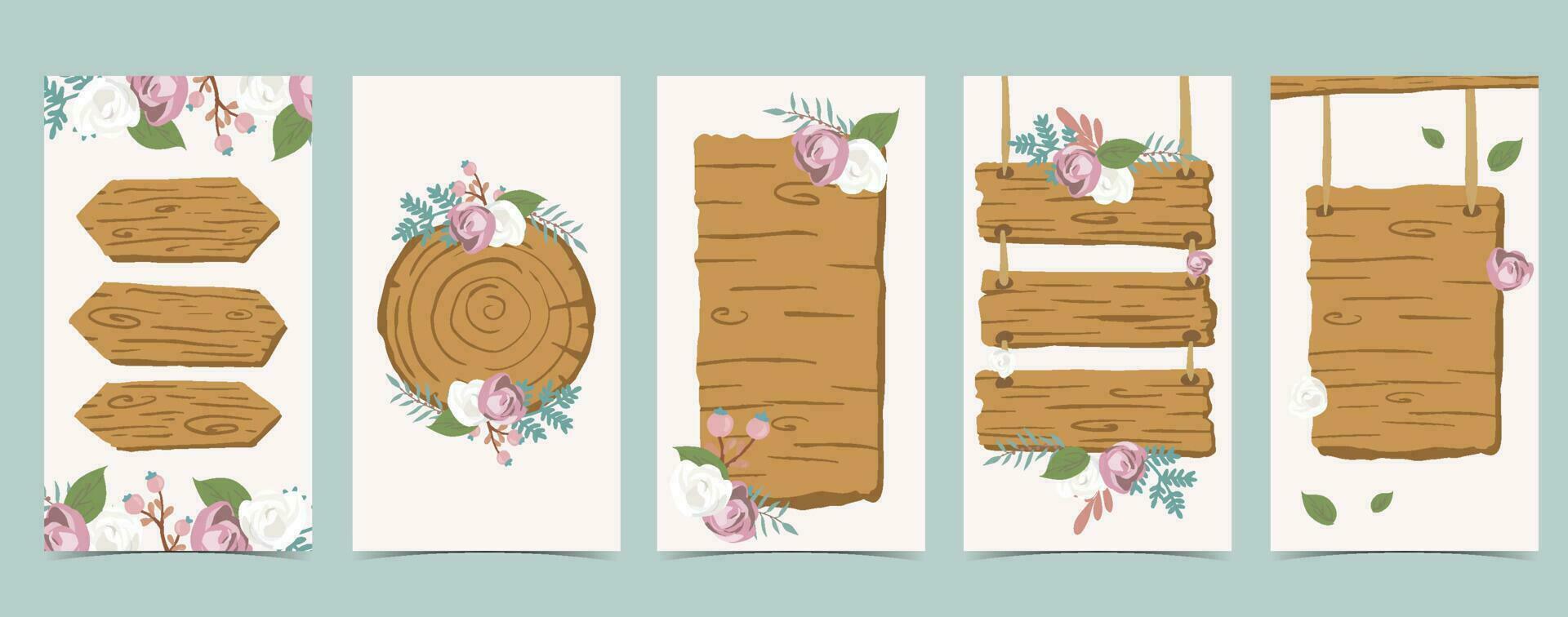 Wood frame collection of safari background.Editable vector illustration for birthday invitation,postcard,social media