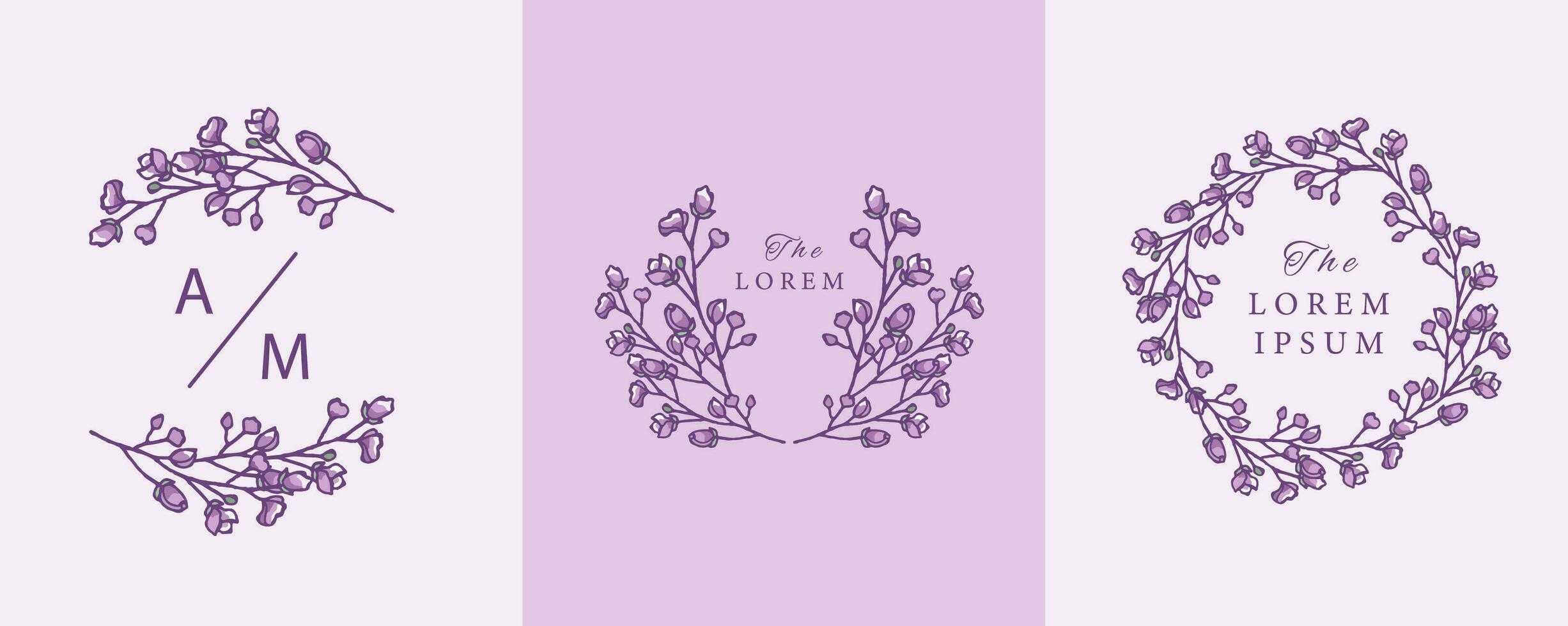 lavender and magnolia design with circle shape vector