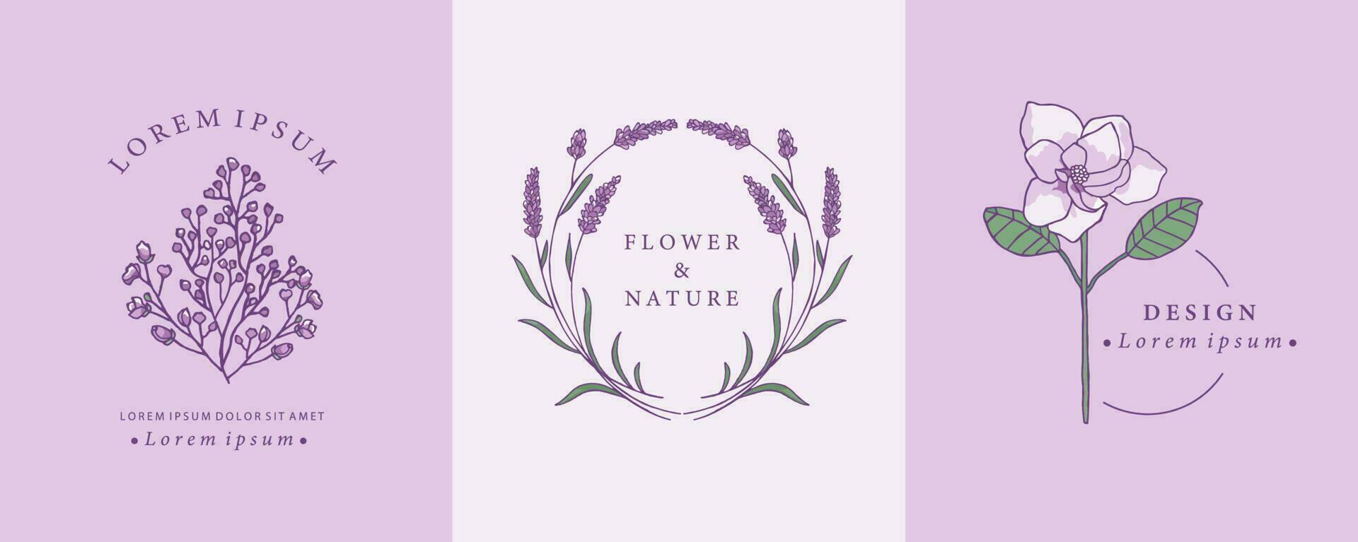 lavanda y magnolia diseño con curva línea forma vector