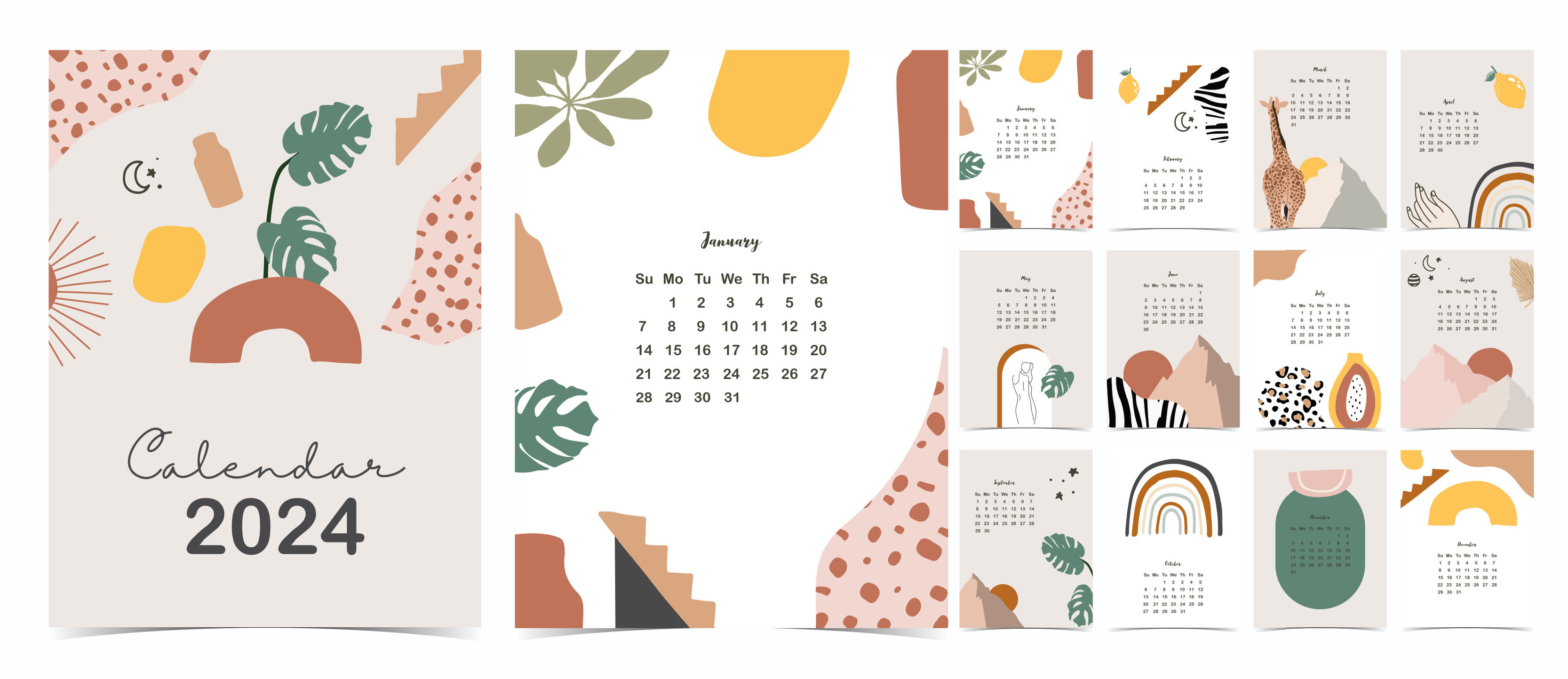 A5 Minimalist Desk Calendar Planner, Month at A Glance Mid Year Desktop  Calendar With Stickers, A5 Size, 2024 -  Norway