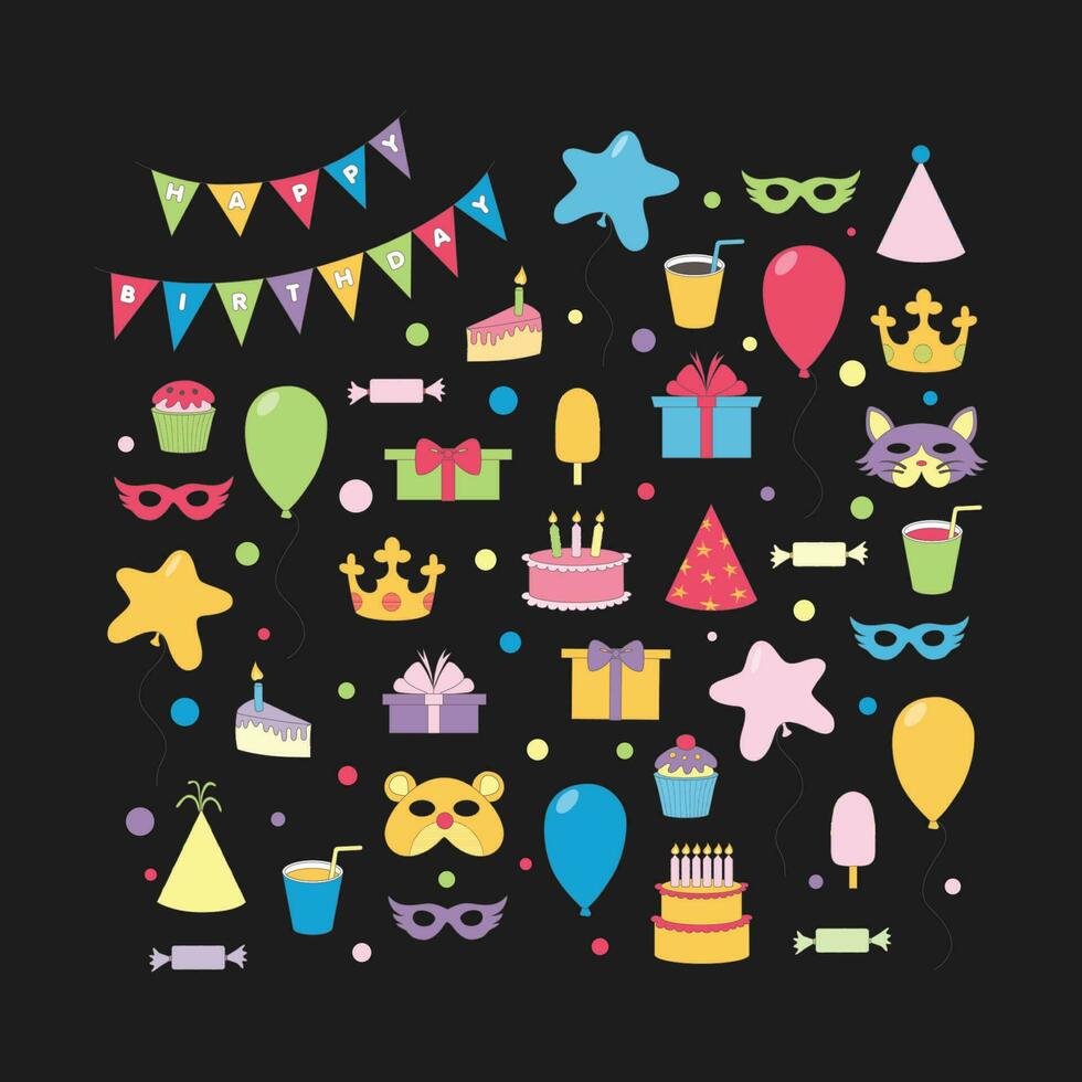 happy birthday icons vector