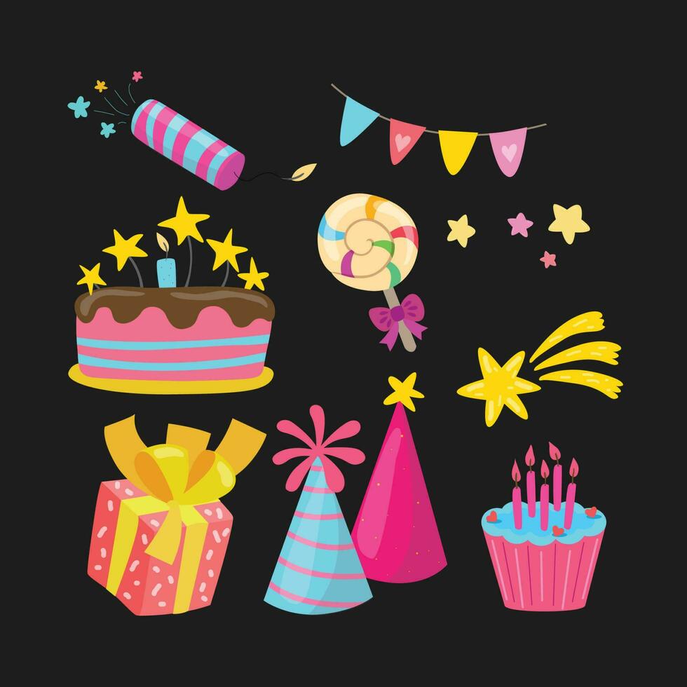 beautiful happy birthday design elements vector