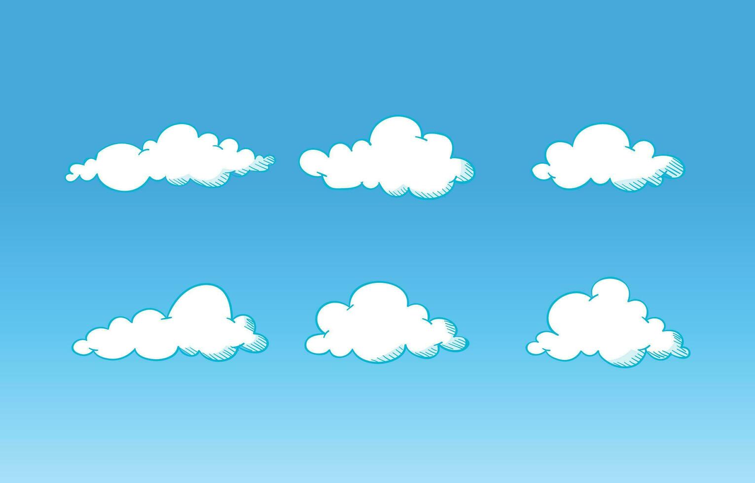 clouds with outline in vector