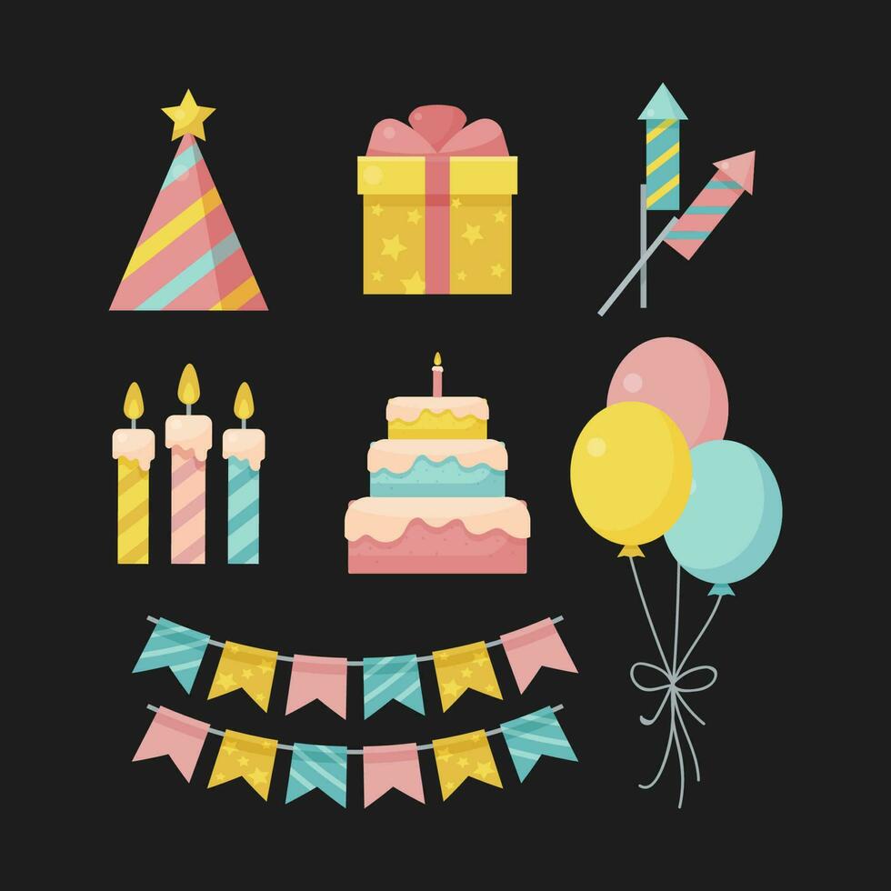 beautiful happy birthday design elements vector