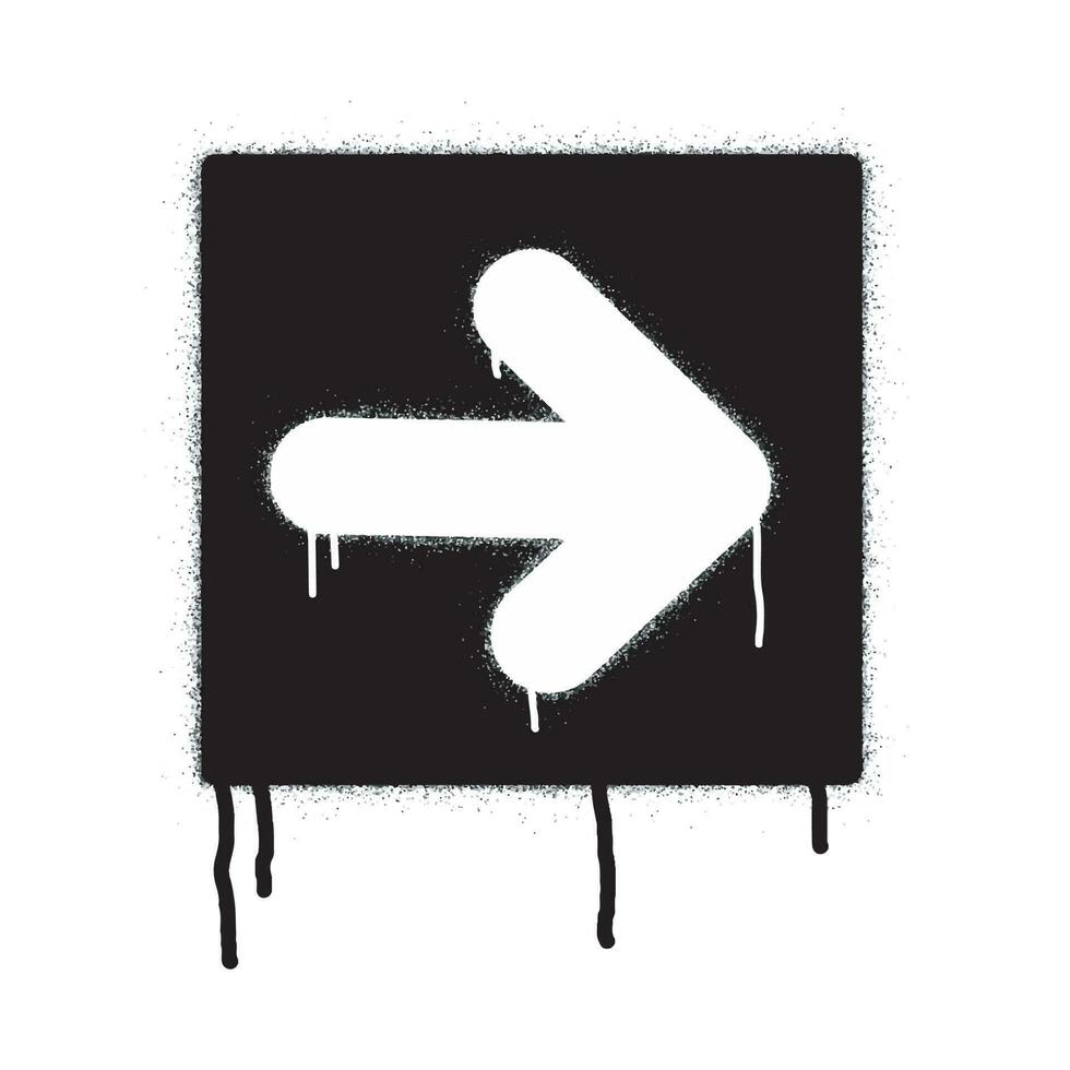 Spray Painted Graffiti arrow Sprayed isolated with a white background. graffiti arrow with over spray in black over white. Vector illustration.