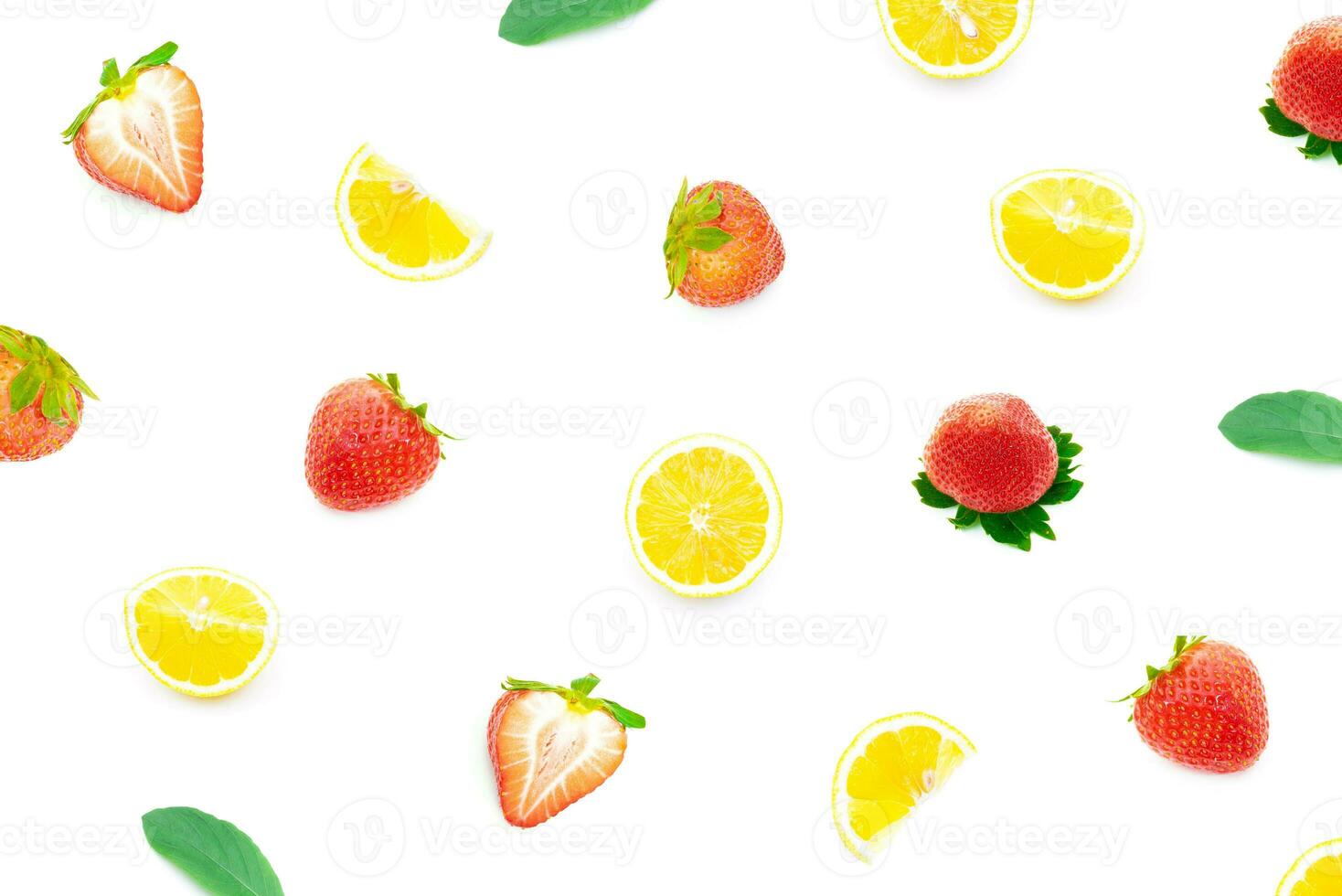 Refreshing Strawberry and lemon on a white background photo