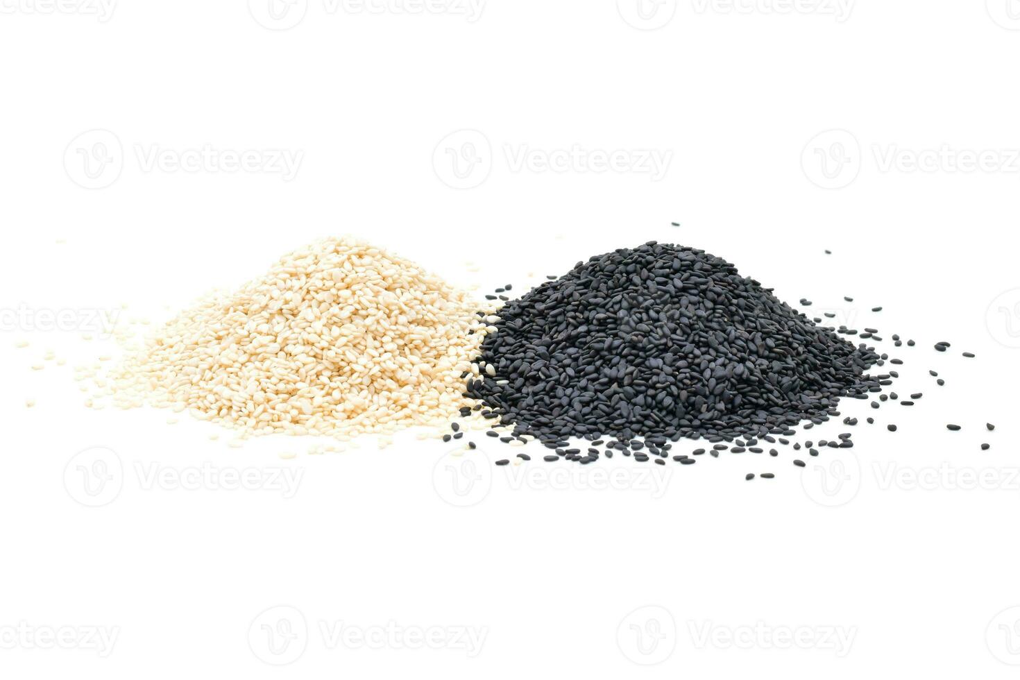 White and Black sesame seeds on white background photo