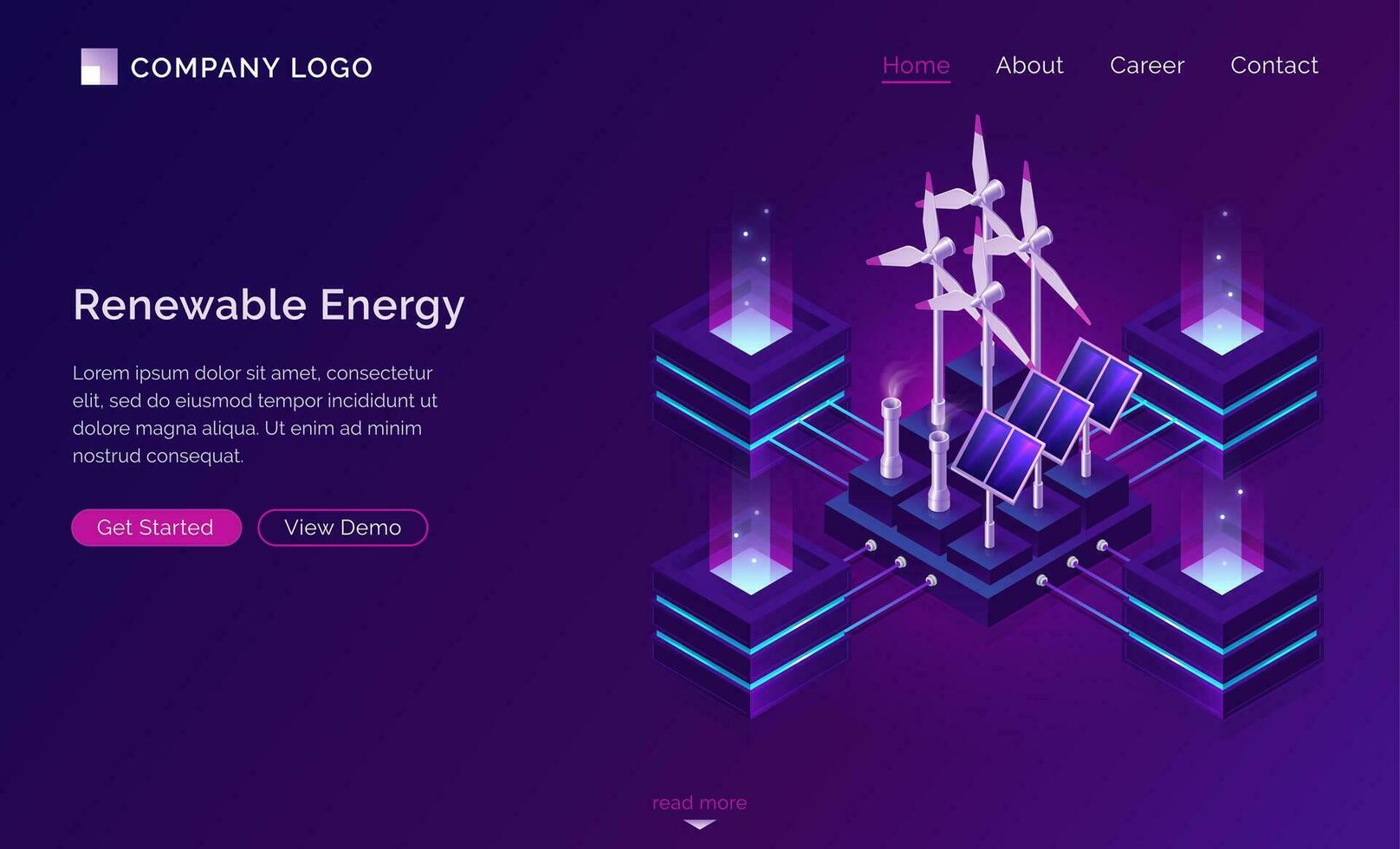 Clean energy, modern power engineering web banner vector