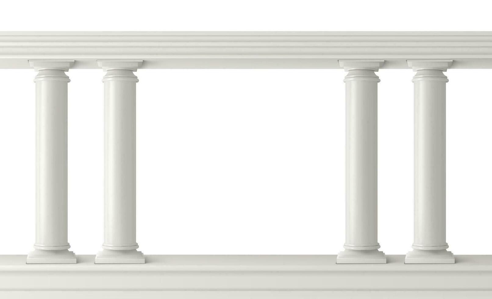 Antique columns set, figured pillars balustrade vector