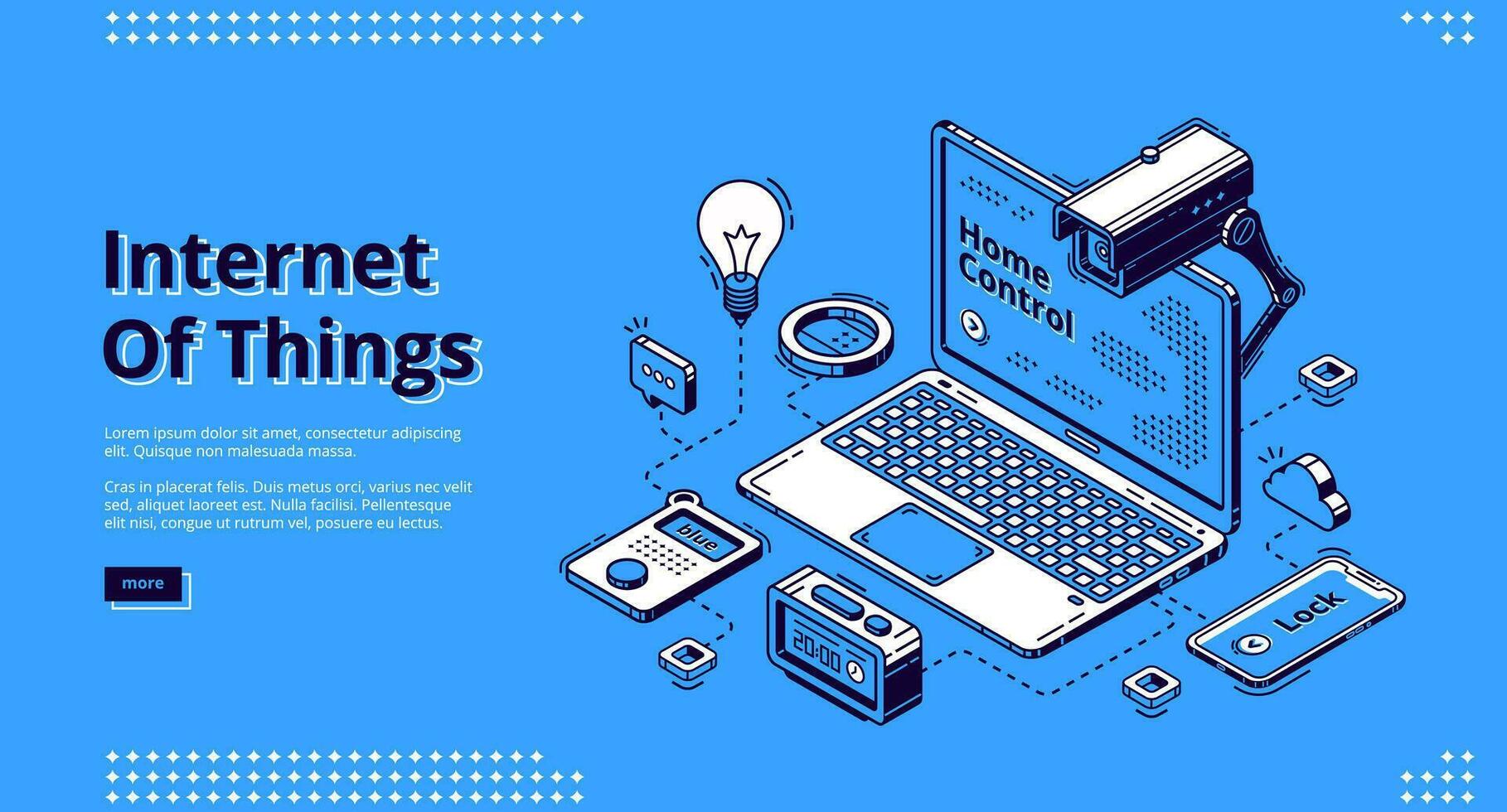 Internet de cosas isométrica web bandera, iot vector