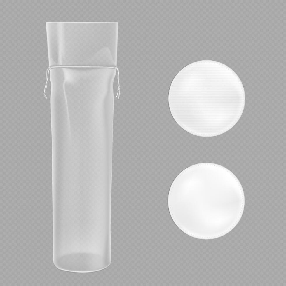 White cotton pads and clear package vector