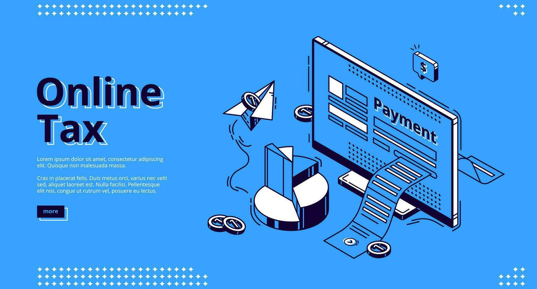 Online tax isometric landing web banner, taxation vector