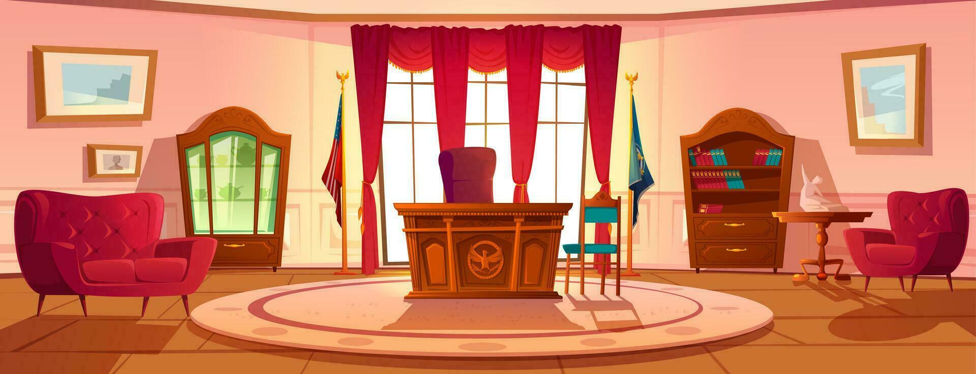 Interior of Oval office in White house daytime vector