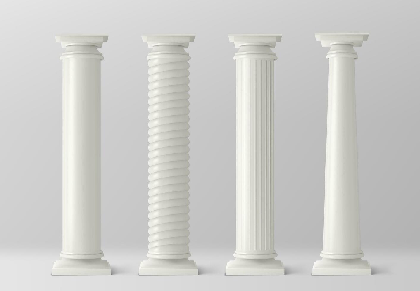 conjunto de columnas antiguas aisladas sobre fondo blanco vector