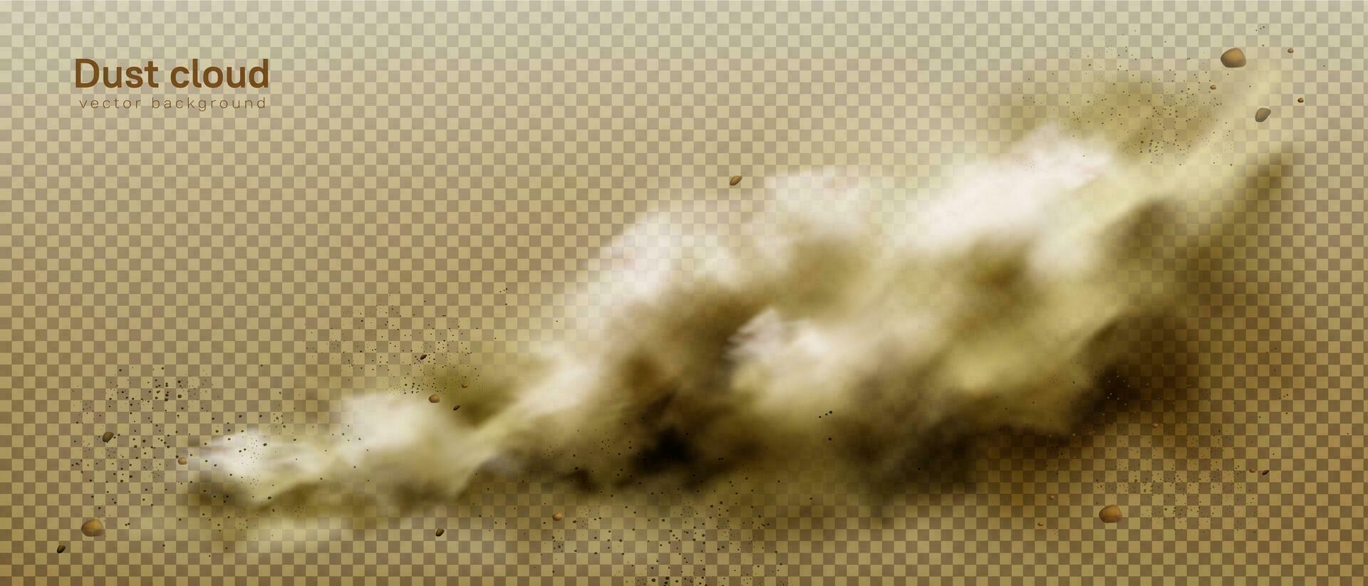 Dust cloud, dirty brown smoke, heavy thick smog vector