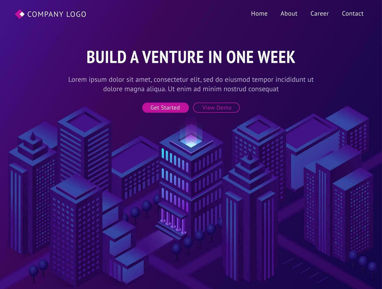 Venture business company building service landing vector