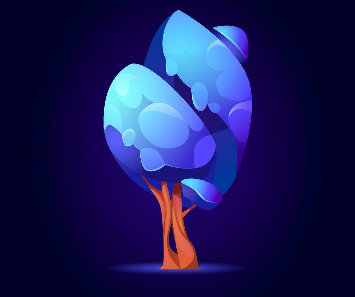 Fantasy tree, alien or magic unusual blue wood vector