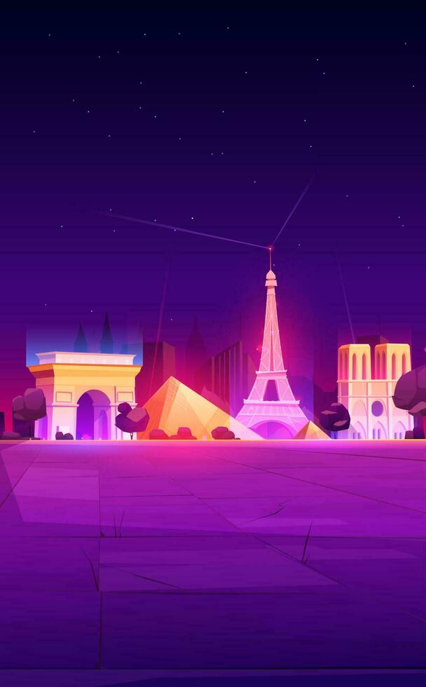 Paris landmarks, France city skyline background vector