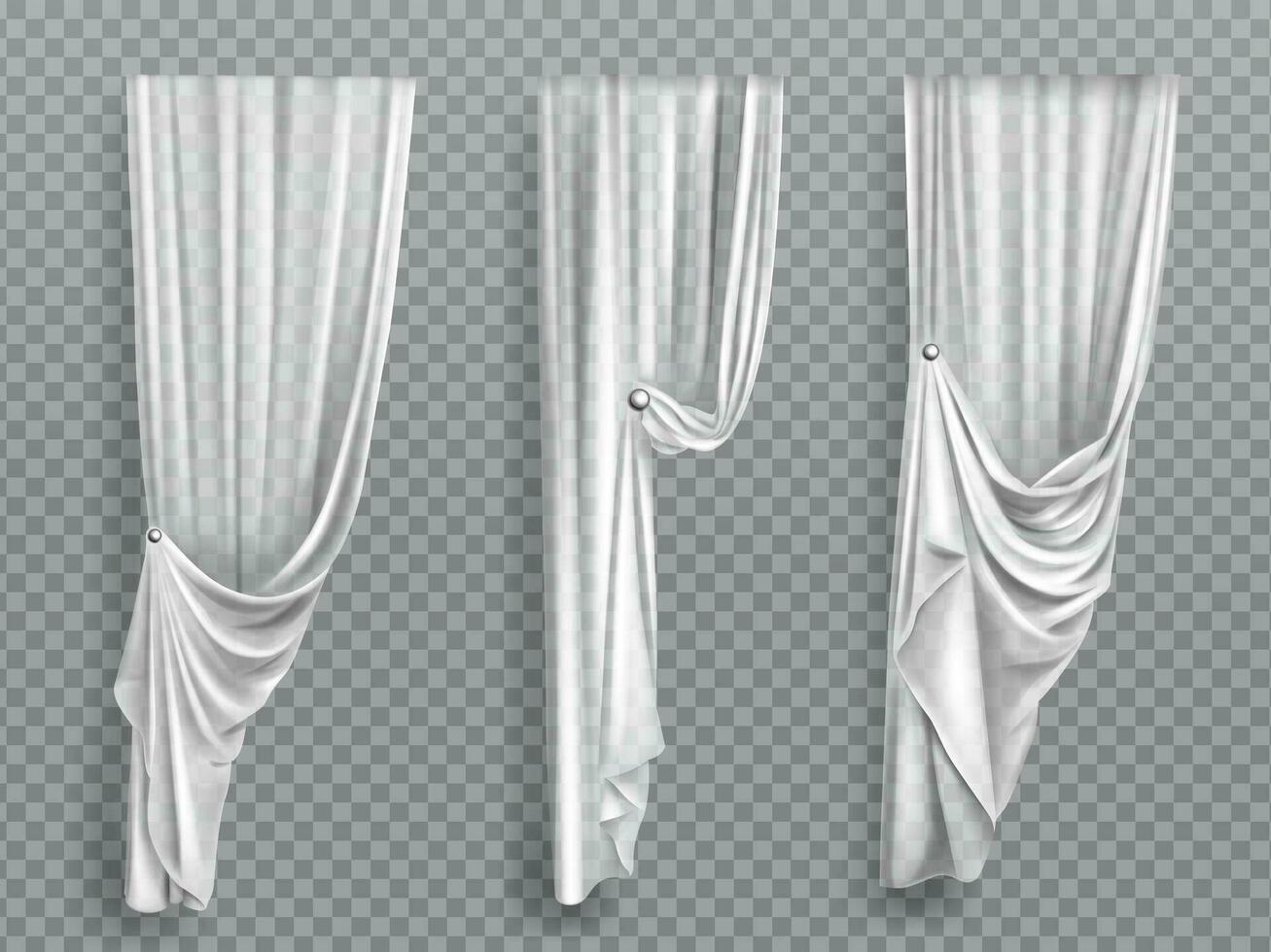 White window curtains on gray background vector