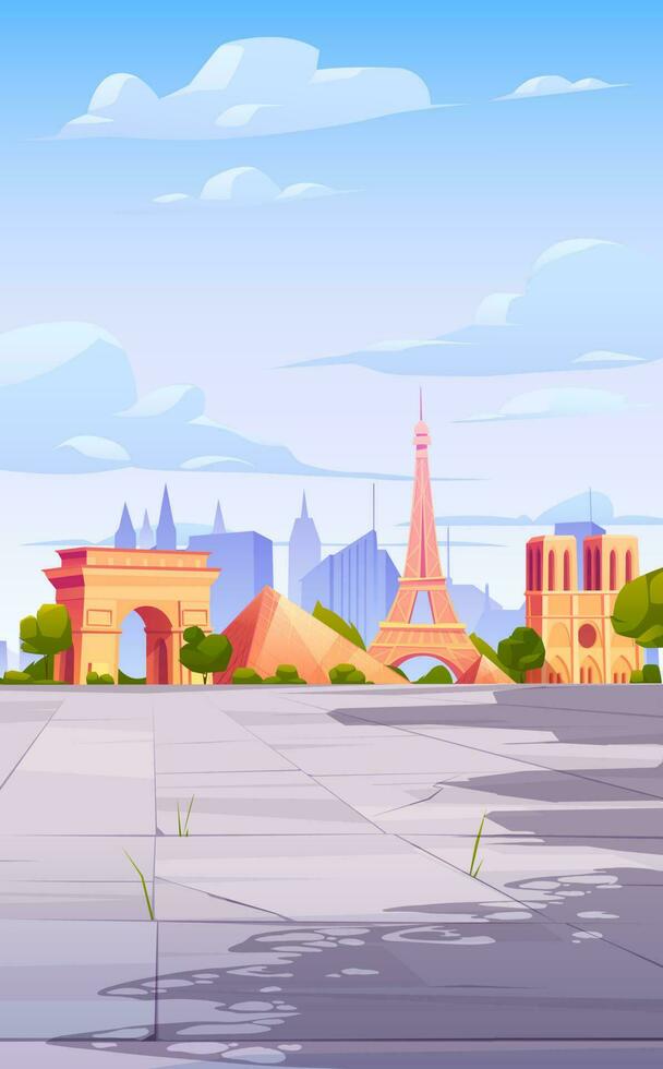 Paris landmarks, France city skyline background vector