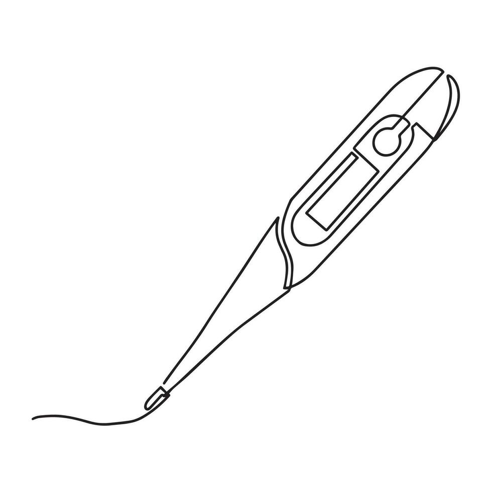Vector illustration Electric thermometer line icon on white background. Medical Thermometer related vector line icon. Isolated on white background. Vector