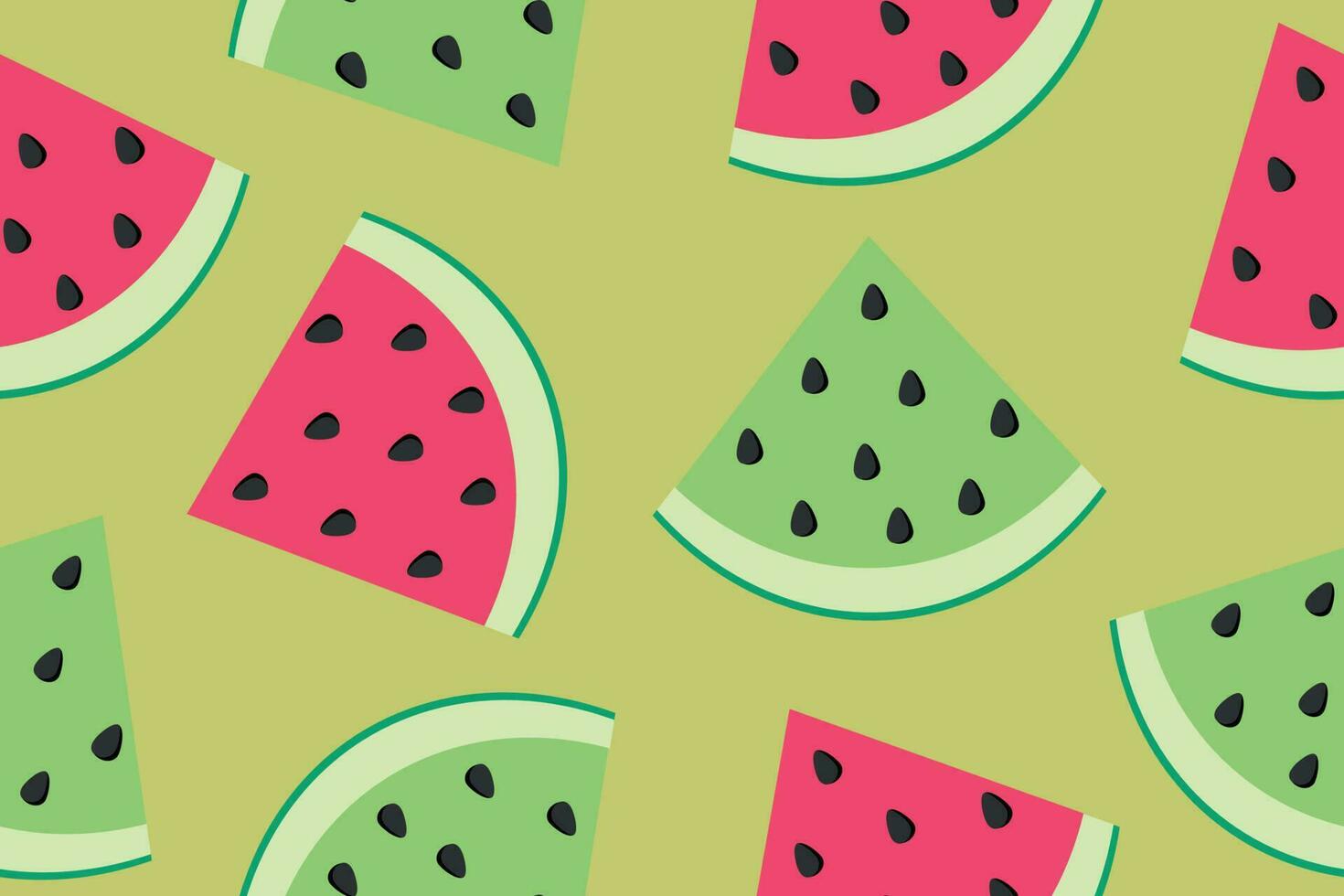 Seamless pattern of watermelon slices. Cute watermelon slice design, seamless wallpaper, background, color background. Vector