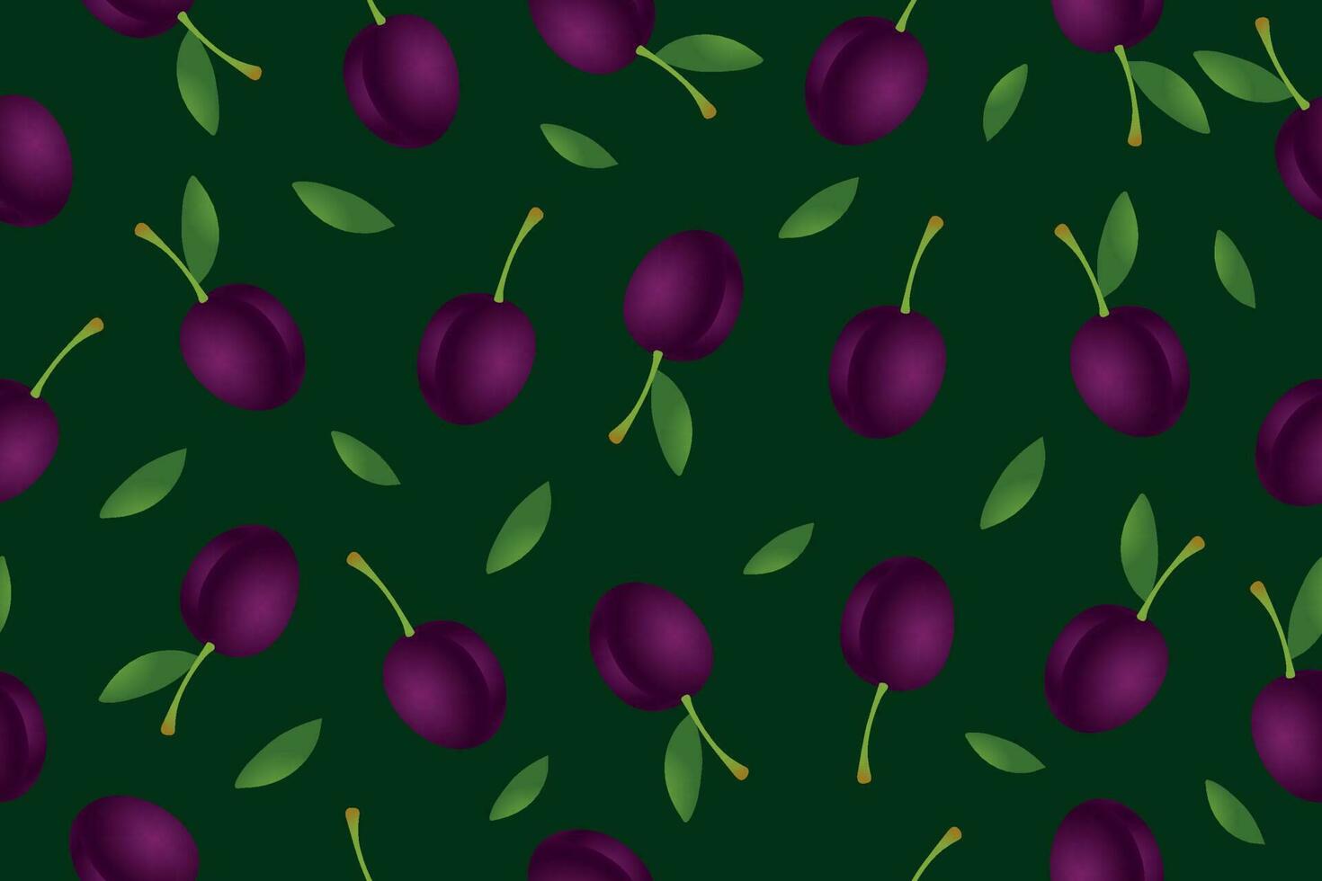 Seamless plum pattern. Vector seamless pattern with plums. Fabric pattern, textile. Vector illustration