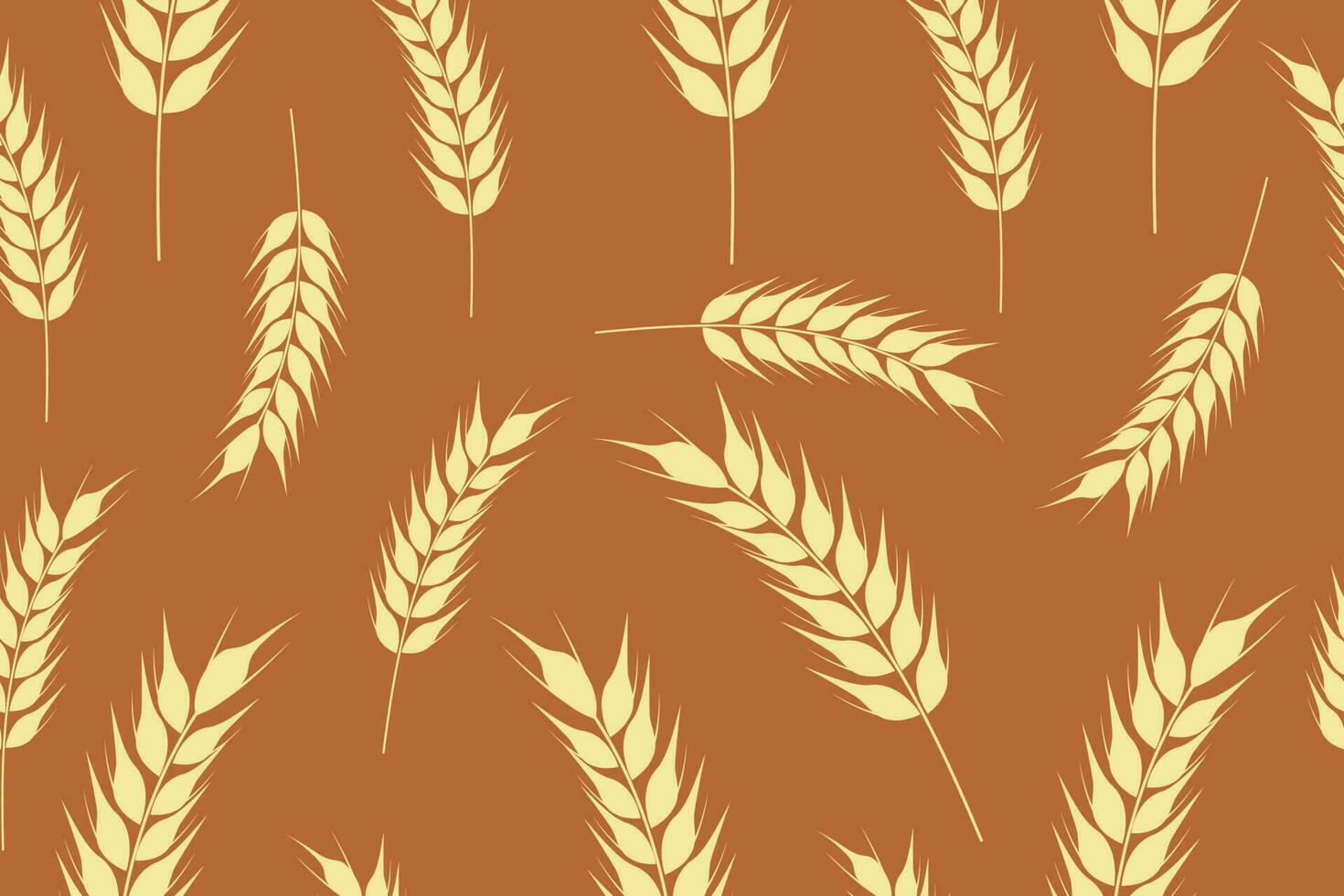 Collection of golden ripe spikelets of wheat. Agricultural symbol, flour production. Vector silhouette of wheat.