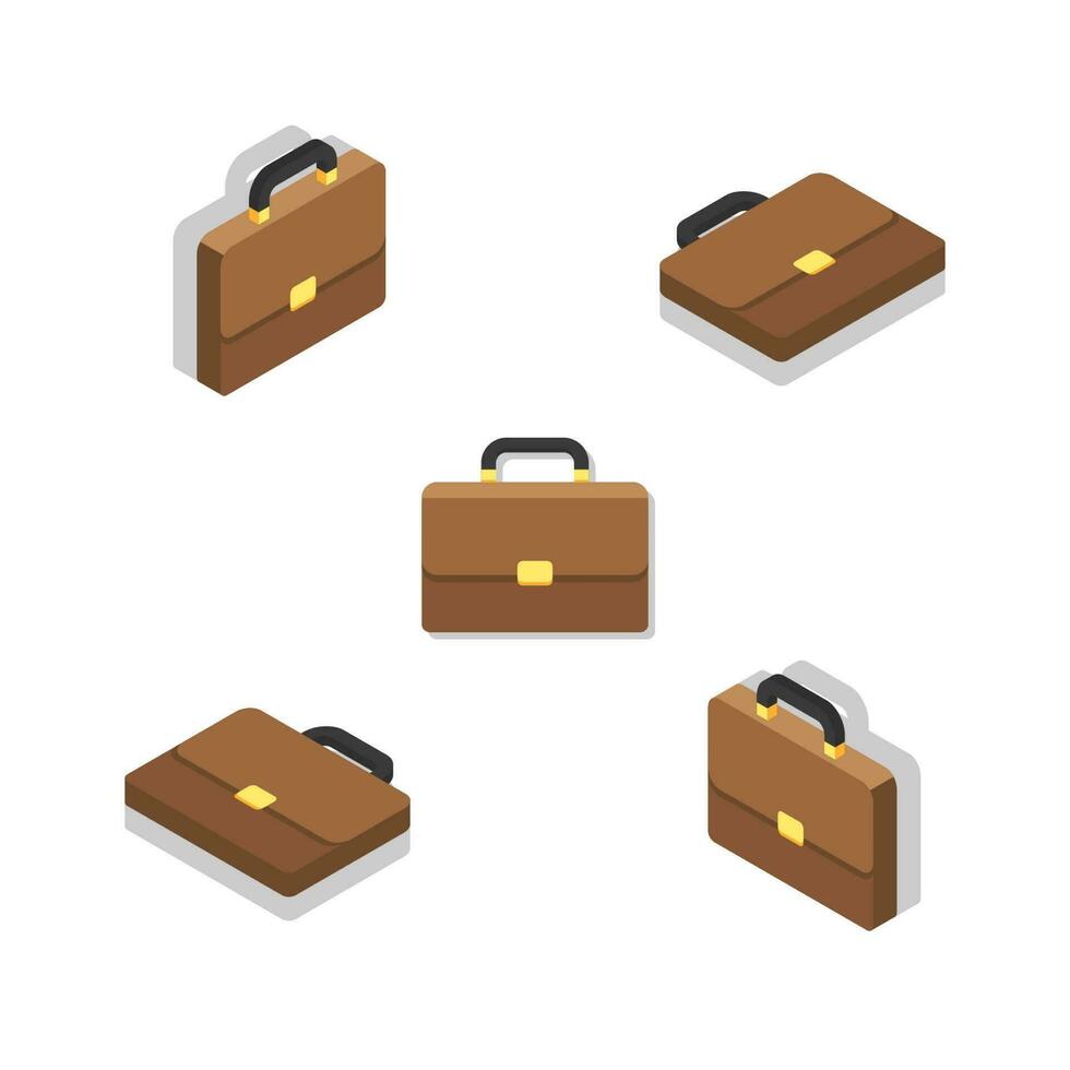 Briefcase Isometric and Flat Shadow. icon vector. Flat style vector illustration.