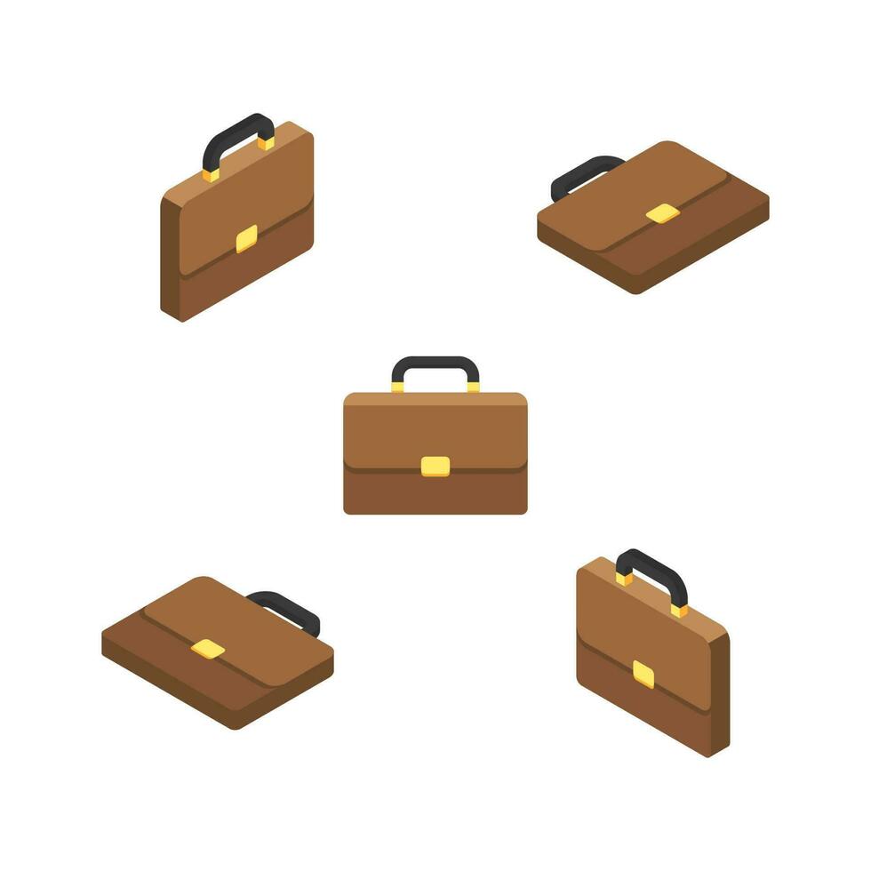 Briefcase Isometric and Flat White Background icon vector. Flat style vector illustration.
