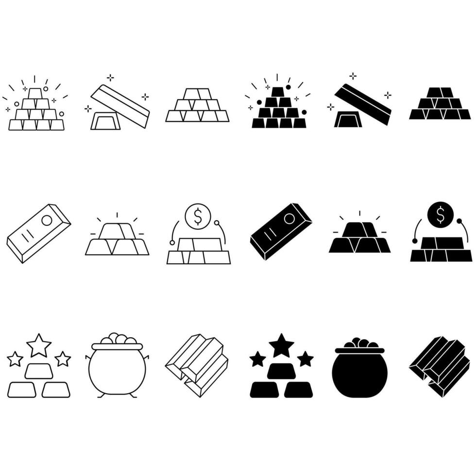 Gold icon vector set. wealth illustration sign collection. treasure symbol or logo.