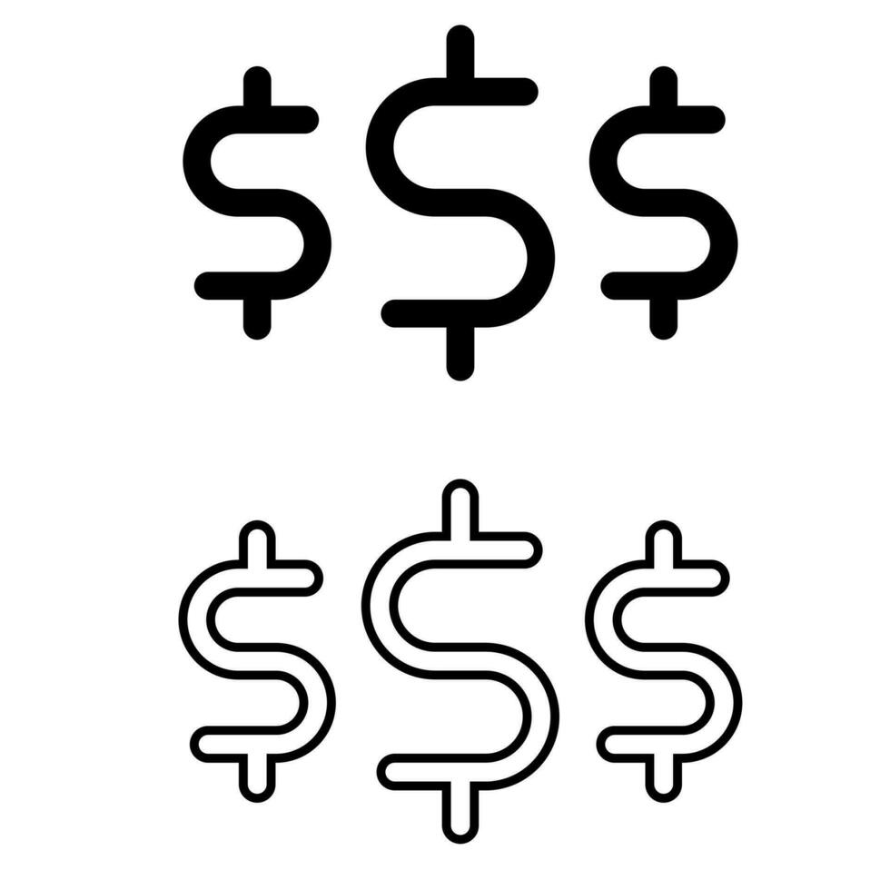 conjunto de vectores de iconos de dinero. colección de signos de ilustración de finanzas. símbolo bancario.
