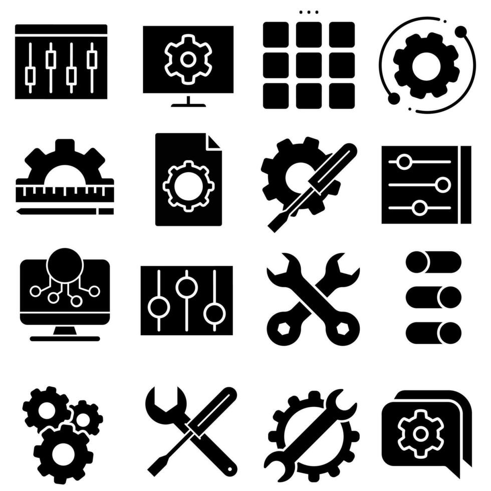 Setup icon vector set. Settings illustration sign collection. Menu symbol or logo.