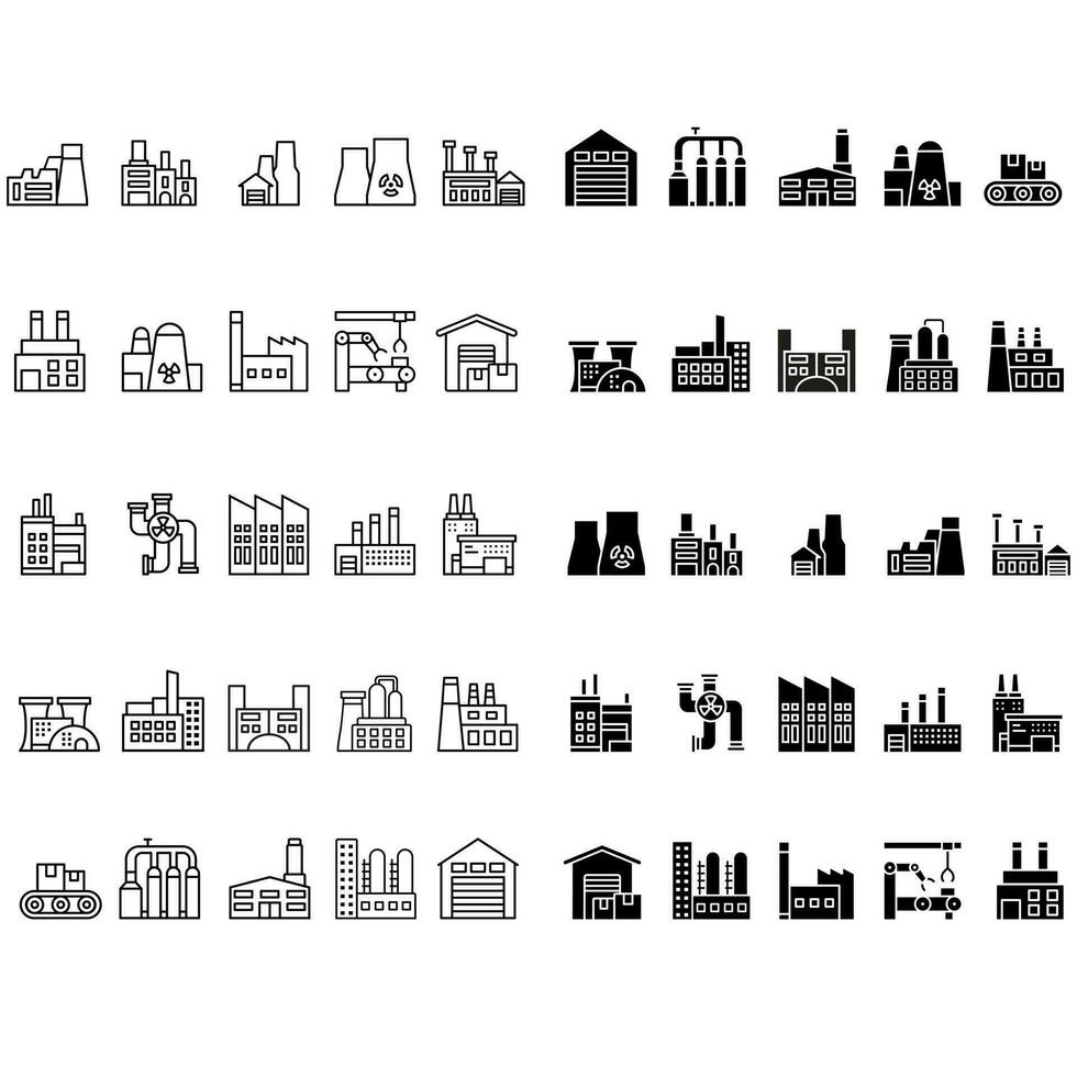 Factory icon vector set. productions  illustration sign collection. manufacture symbol. industry logo.