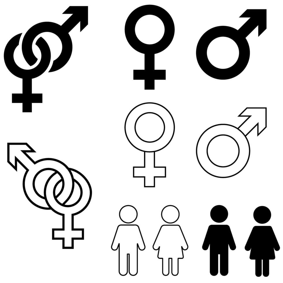 masculino y hembra icono vector colocar. género ilustración firmar recopilación. hombre y mujer símbolo o logo.