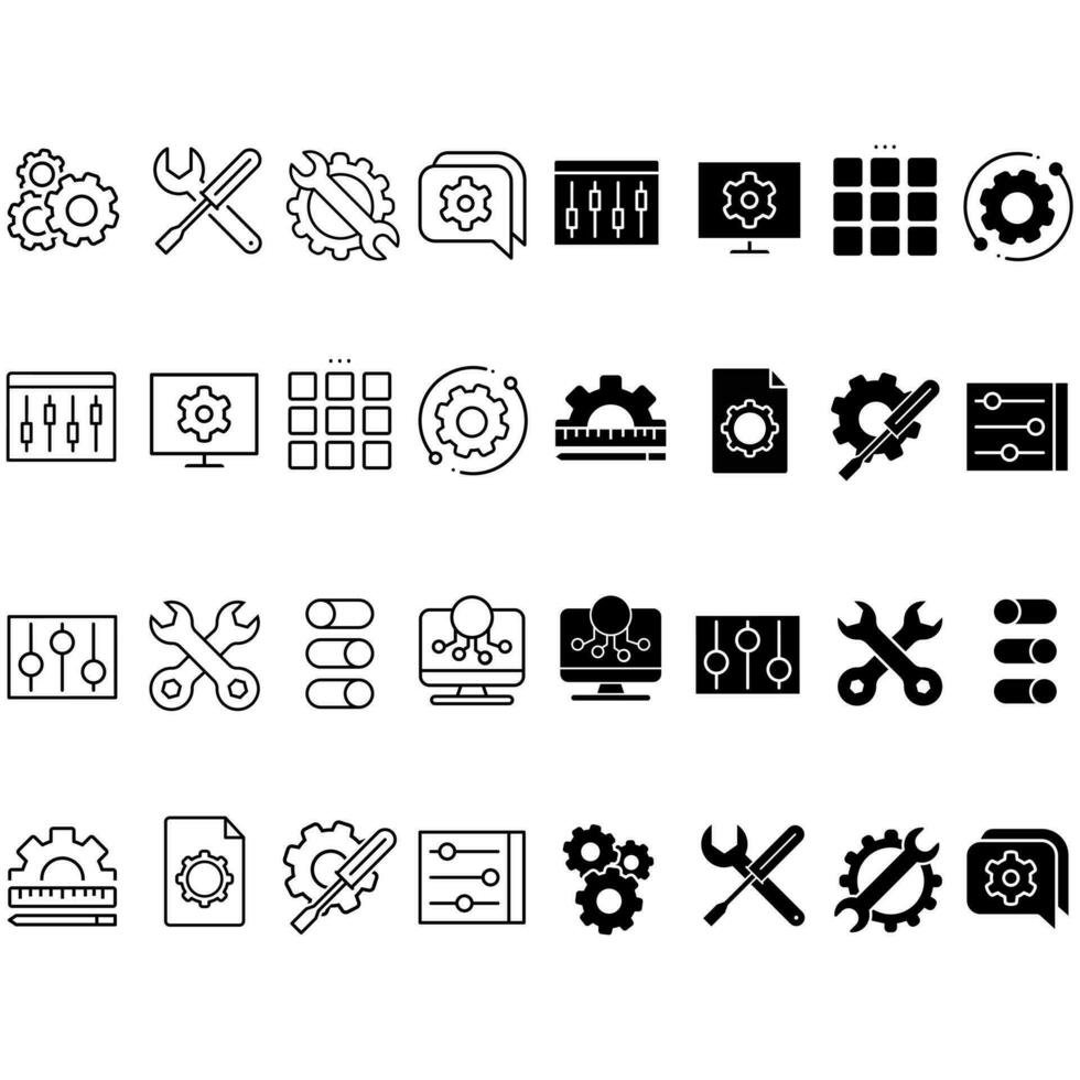 Setup icon vector set. Settings illustration sign collection. Menu symbol. Options logo.