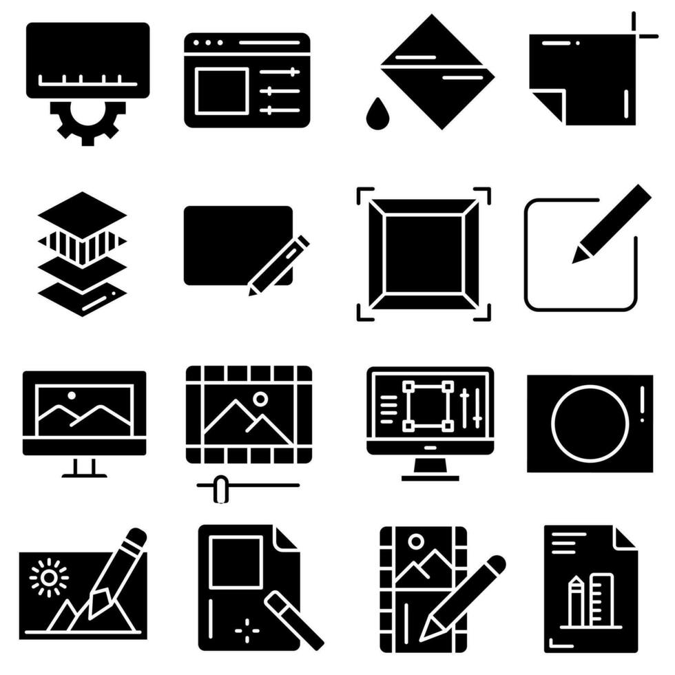 Image editing icon vector set. online editor illustration sign collection. program interface symbol or logo.