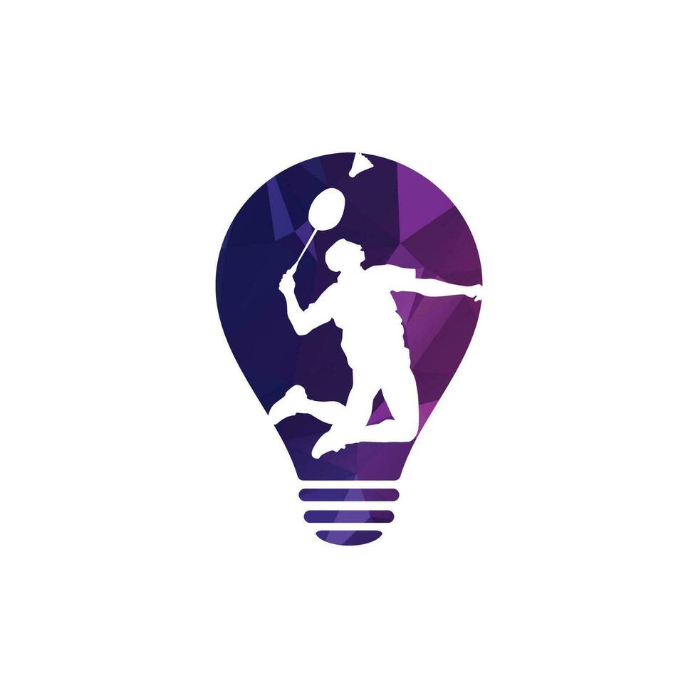 Modern Passionate Badminton Player in Action logo - Passionate Winning Moment Smash. Abstract Professional Young Badminton Athlete in Passionate Pose. vector