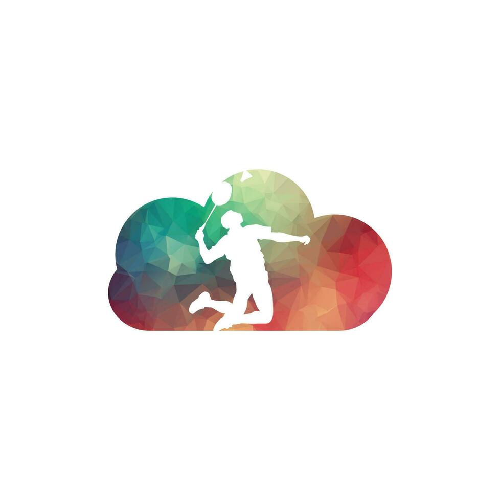 Modern Passionate Badminton Player in Action logo - Passionate Winning Moment Smash. Abstract Professional Young Badminton Athlete in Passionate Pose. vector