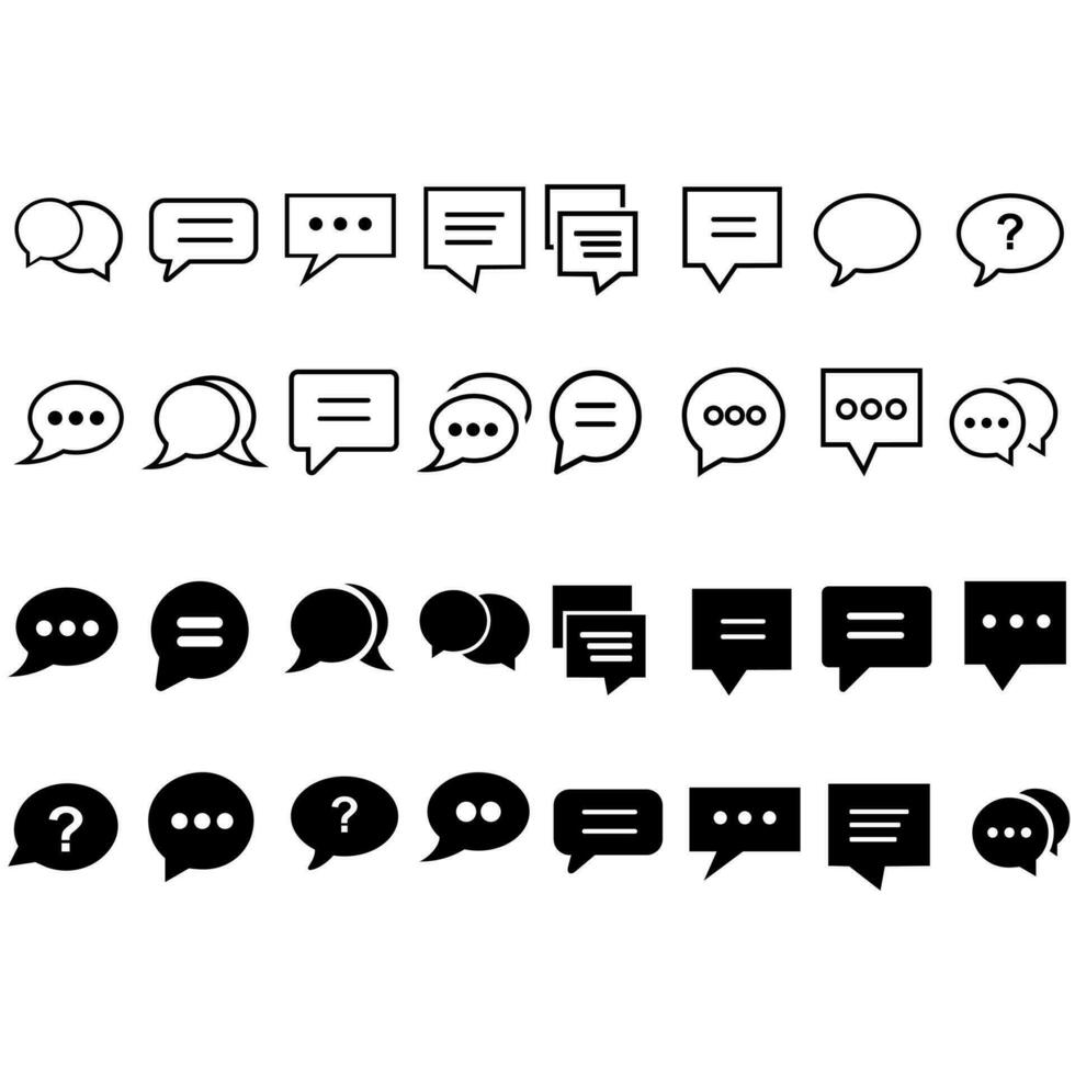 Speech web icon vector set. chat illustrator sign collection. message symbol or logo.