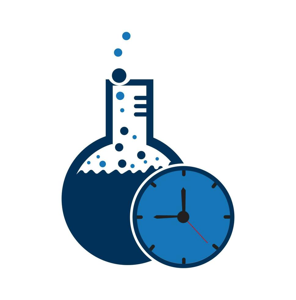 hora laboratorio logo, ilustración hora de laboratorio entrada y azul color aislado blanco antecedentes vector