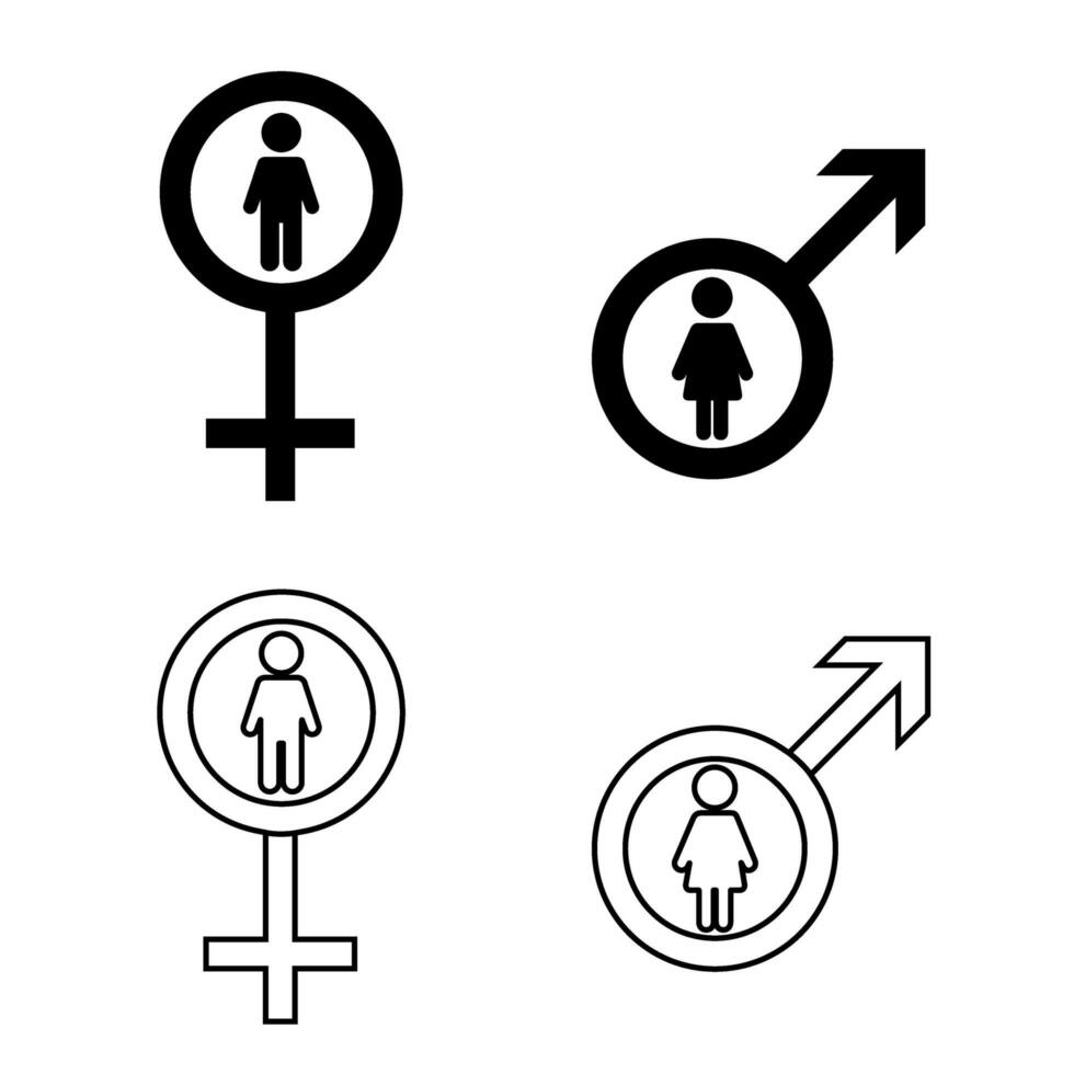 masculino y hembra icono vector colocar. género ilustración firmar recopilación. hombre y mujer símbolo o logo.