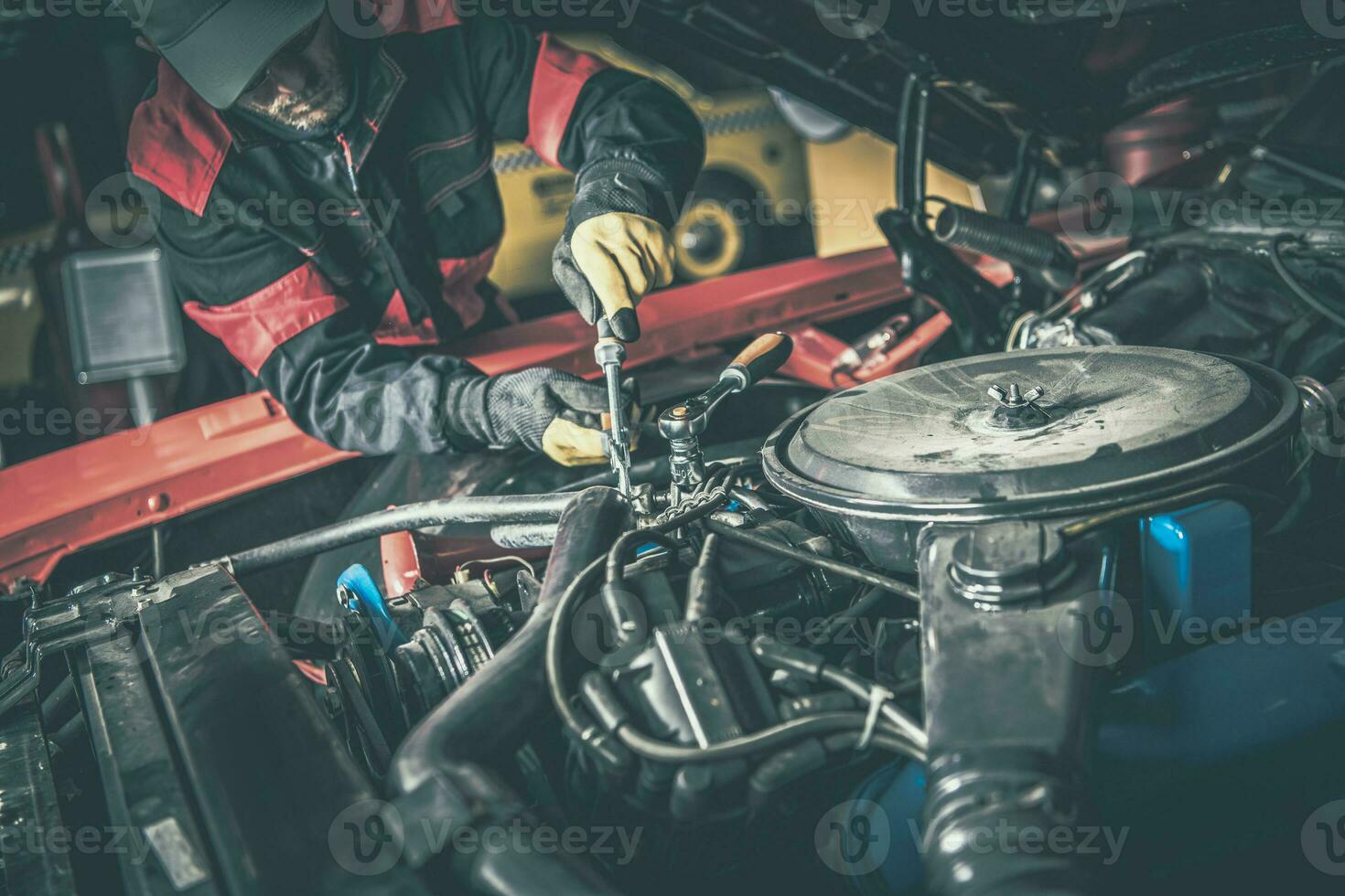 Car Engine Repair Closeup photo