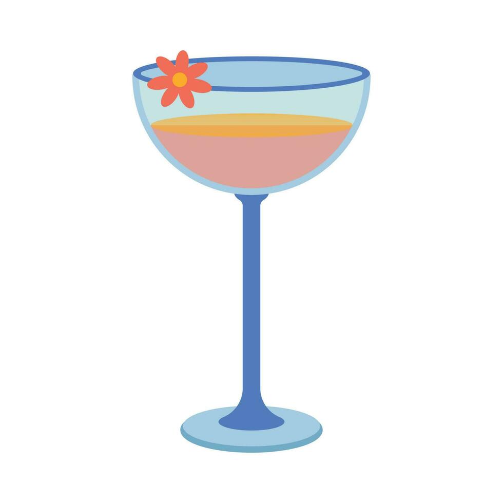 Dishes. A glass, cocktail, wineglass with a drink. vector